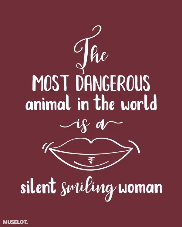 A silent smiling woman printed t shirts