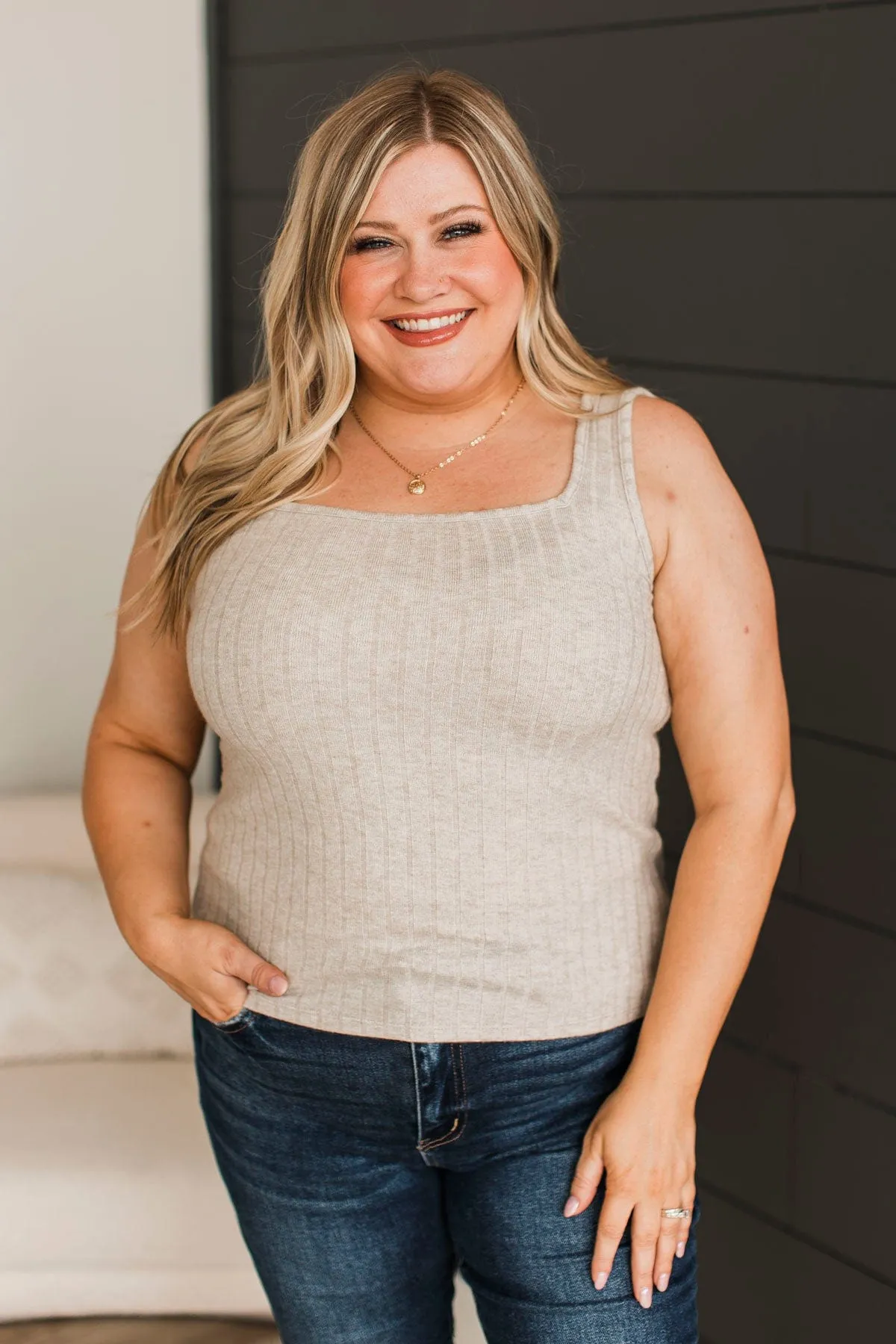Actions Speak Louder Ribbed Tank Top- Light Mocha