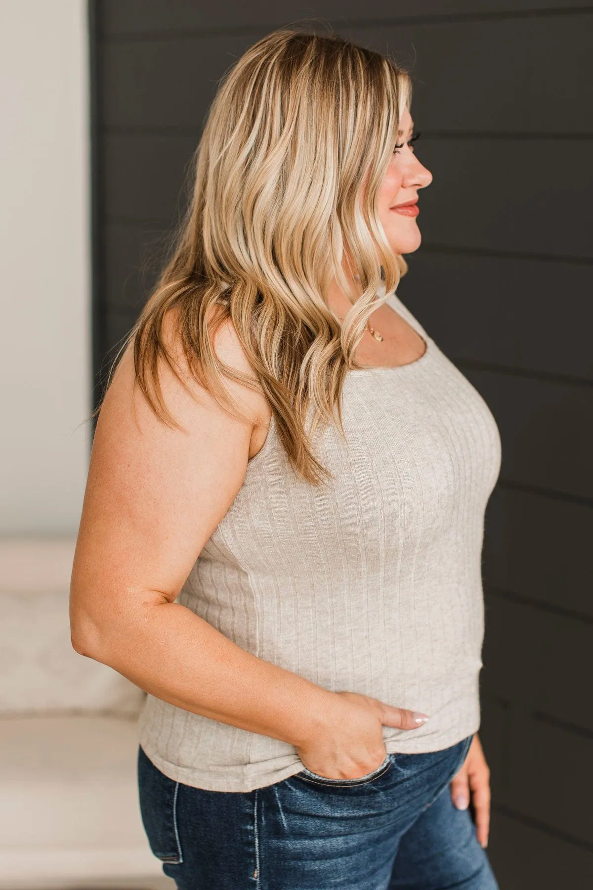Actions Speak Louder Ribbed Tank Top- Light Mocha