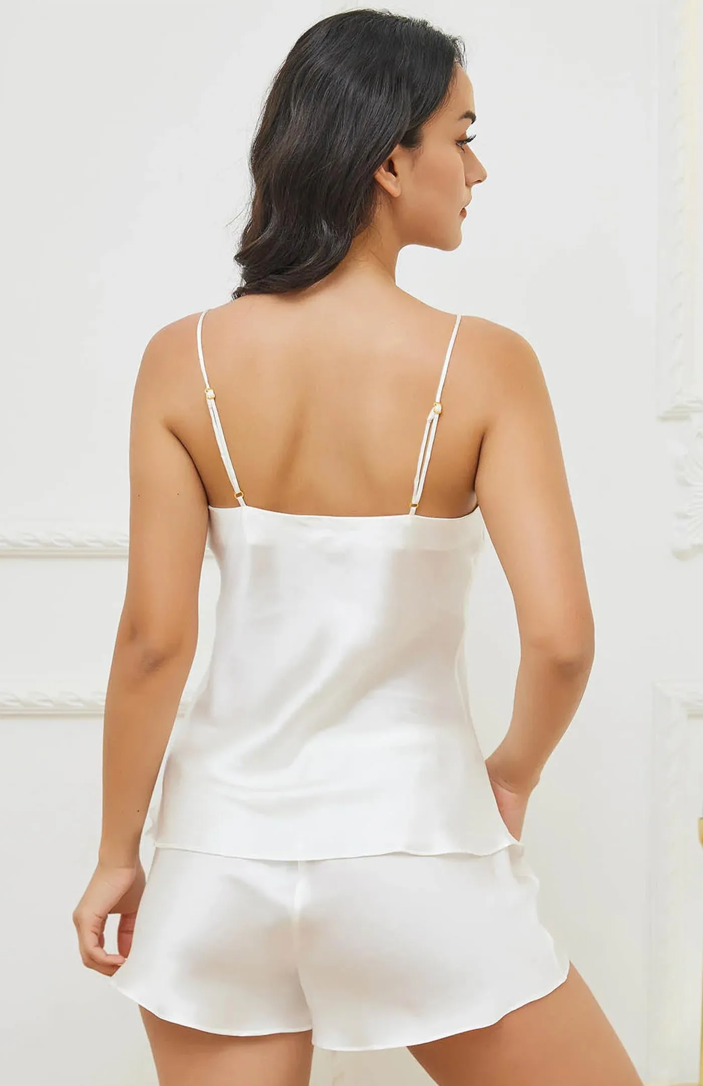 After Dark | White Satin Camisole & Shorts Set
