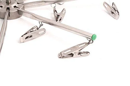 Aligle Stainless Steel Foldable Portable 16 Clip Drying Hanger Travel Clothes Hanger Drying Rack Hook multi-function Drip Hanger for Sock Towel Bra Hat Rack Scarf