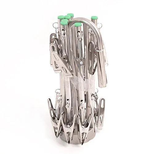 Aligle Stainless Steel Foldable Portable 16 Clip Drying Hanger Travel Clothes Hanger Drying Rack Hook multi-function Drip Hanger for Sock Towel Bra Hat Rack Scarf