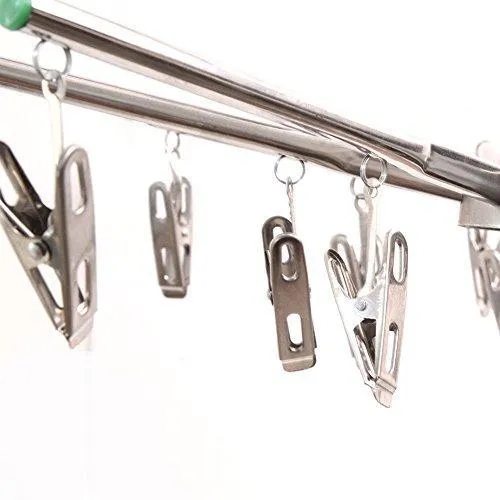 Aligle Stainless Steel Foldable Portable 16 Clip Drying Hanger Travel Clothes Hanger Drying Rack Hook multi-function Drip Hanger for Sock Towel Bra Hat Rack Scarf