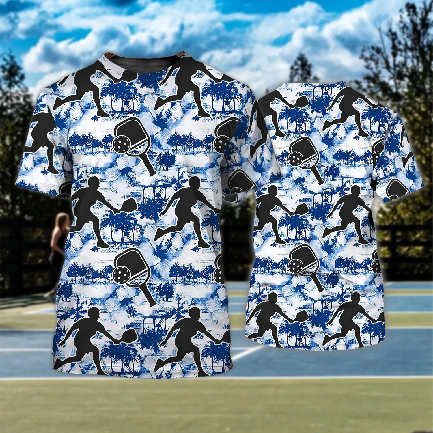 Aloha Pickleball Blue Hibiscus 3D Shirt - QB95