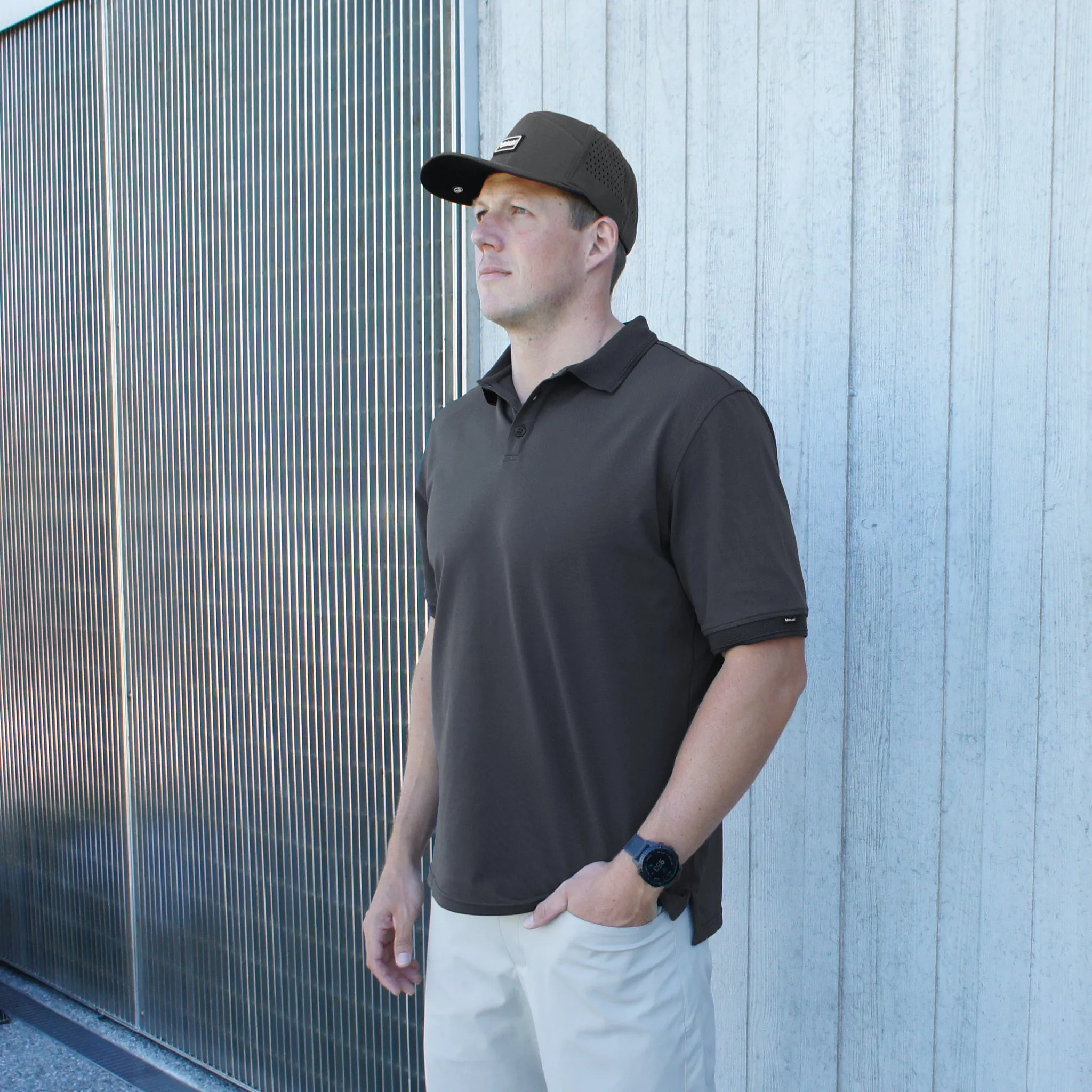 Antibes S/S Tech Polo - Charcoal