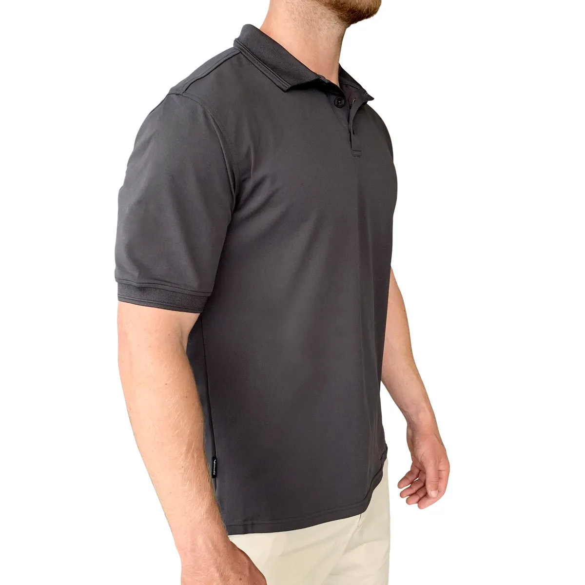 Antibes S/S Tech Polo - Charcoal