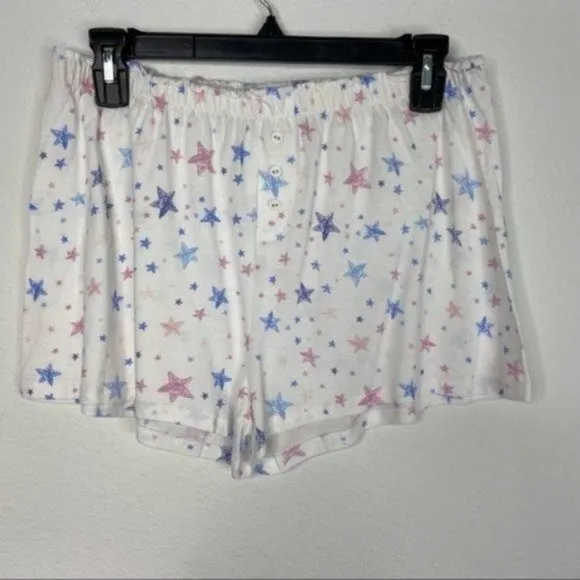 Aqua Lounge Pink/Blue Stars Pajama Shorts Set Size M NWT