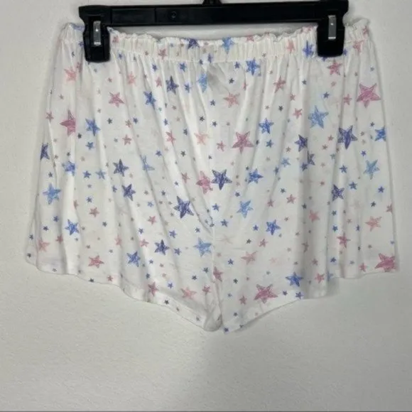 Aqua Lounge Pink/Blue Stars Pajama Shorts Set Size M NWT
