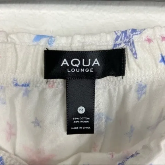 Aqua Lounge Pink/Blue Stars Pajama Shorts Set Size M NWT