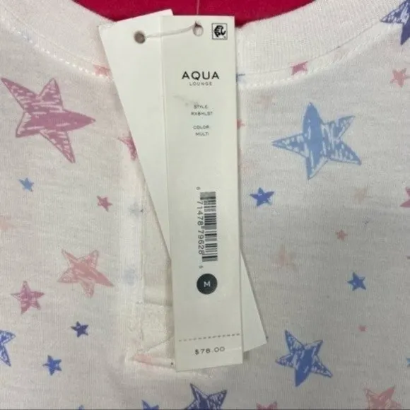 Aqua Lounge Pink/Blue Stars Pajama Shorts Set Size M NWT