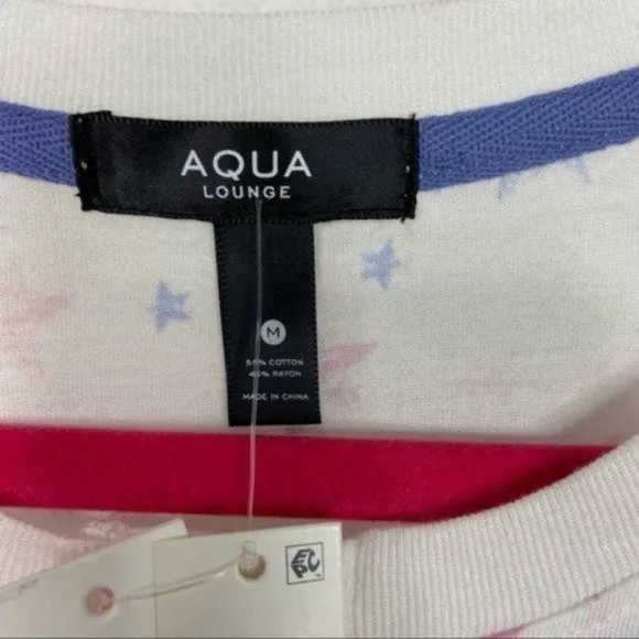 Aqua Lounge Pink/Blue Stars Pajama Shorts Set Size M NWT