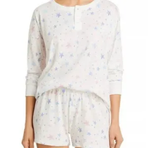 Aqua Lounge Pink/Blue Stars Pajama Shorts Set Size M NWT