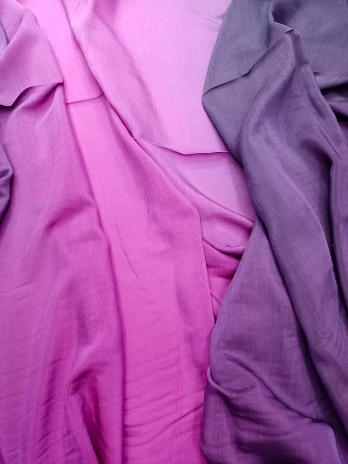 Artisanal Hand Dyed Soft Modal Muslin Mul Silk Ombre Shaded Fabric