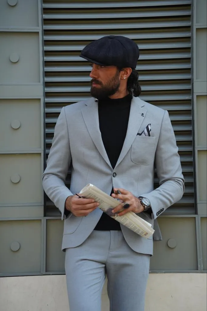 Avion Gray Slim Fit Notch Lapel Suit – Elegant Versatility for Every Occasion