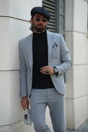 Avion Gray Slim Fit Notch Lapel Suit – Elegant Versatility for Every Occasion