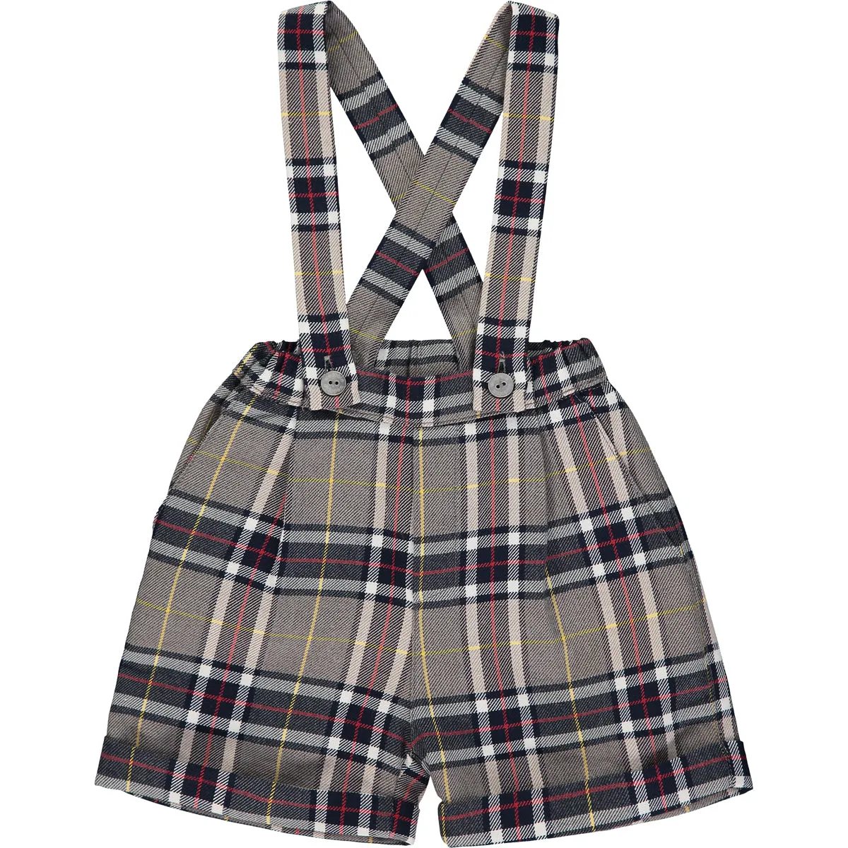 Baby Boy Grey & Blue Tartan Shorts and Jumper outfit Set