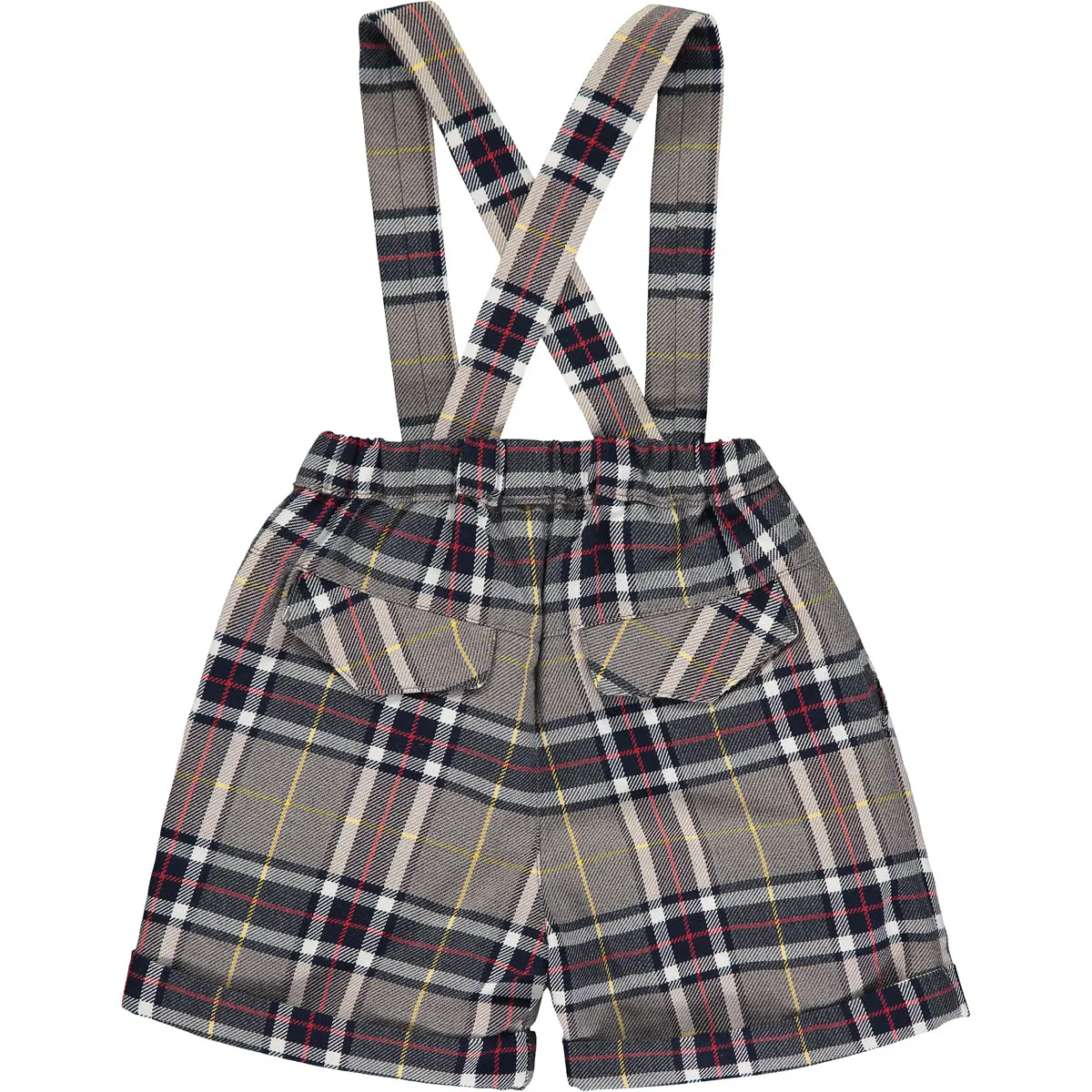 Baby Boy Grey & Blue Tartan Shorts and Jumper outfit Set