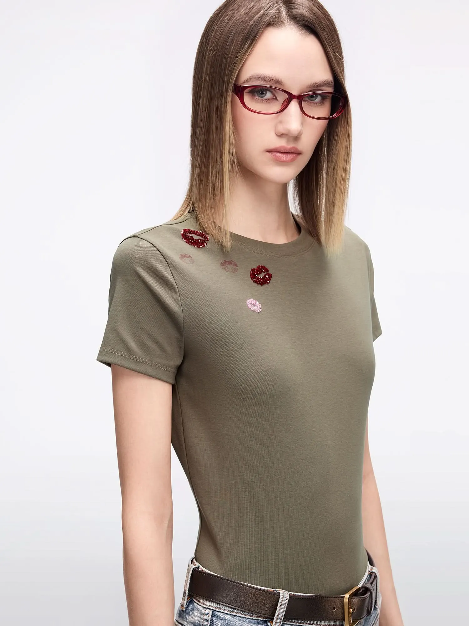 Beaded Printed T-Shirt