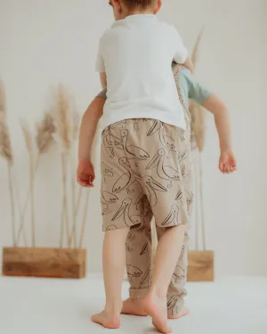 Beige Pelican Print Shorts