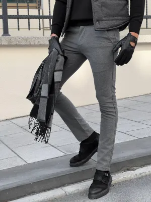 Benjamin Slim Fit High Quality Gray Patterned Mink Pants