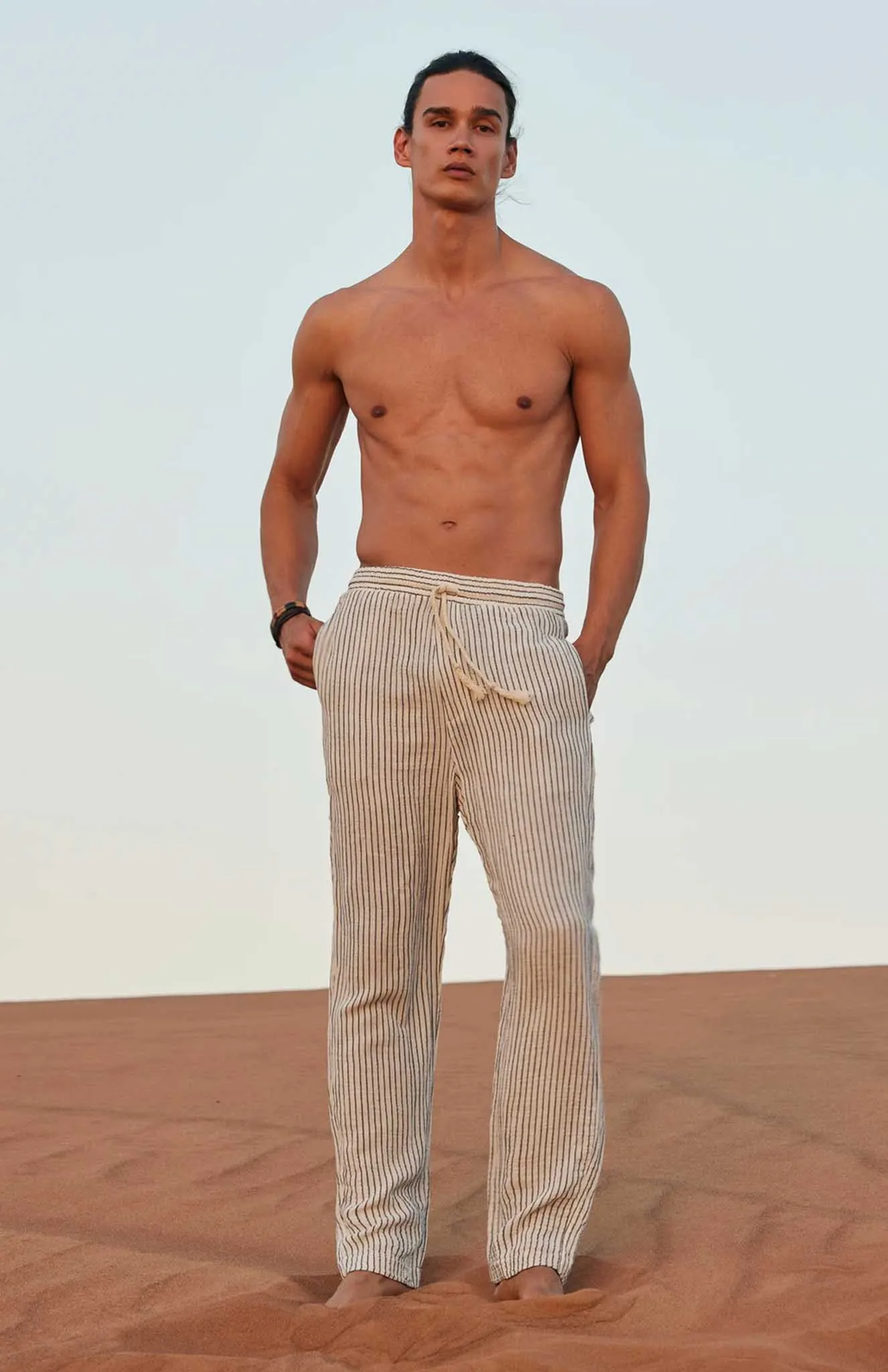 Black & White stripes Pants | Cotton Linen Blend