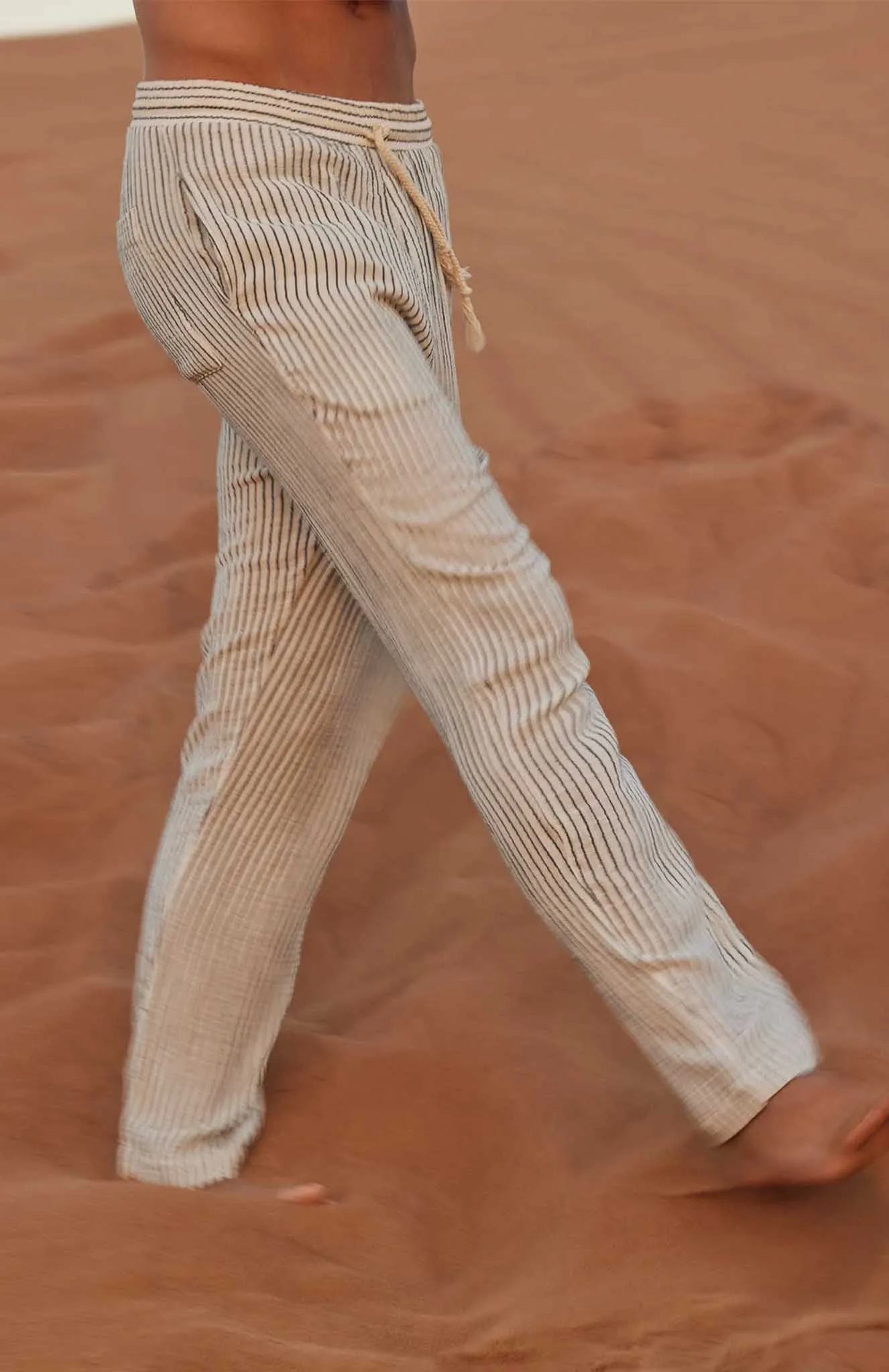 Black & White stripes Pants | Cotton Linen Blend