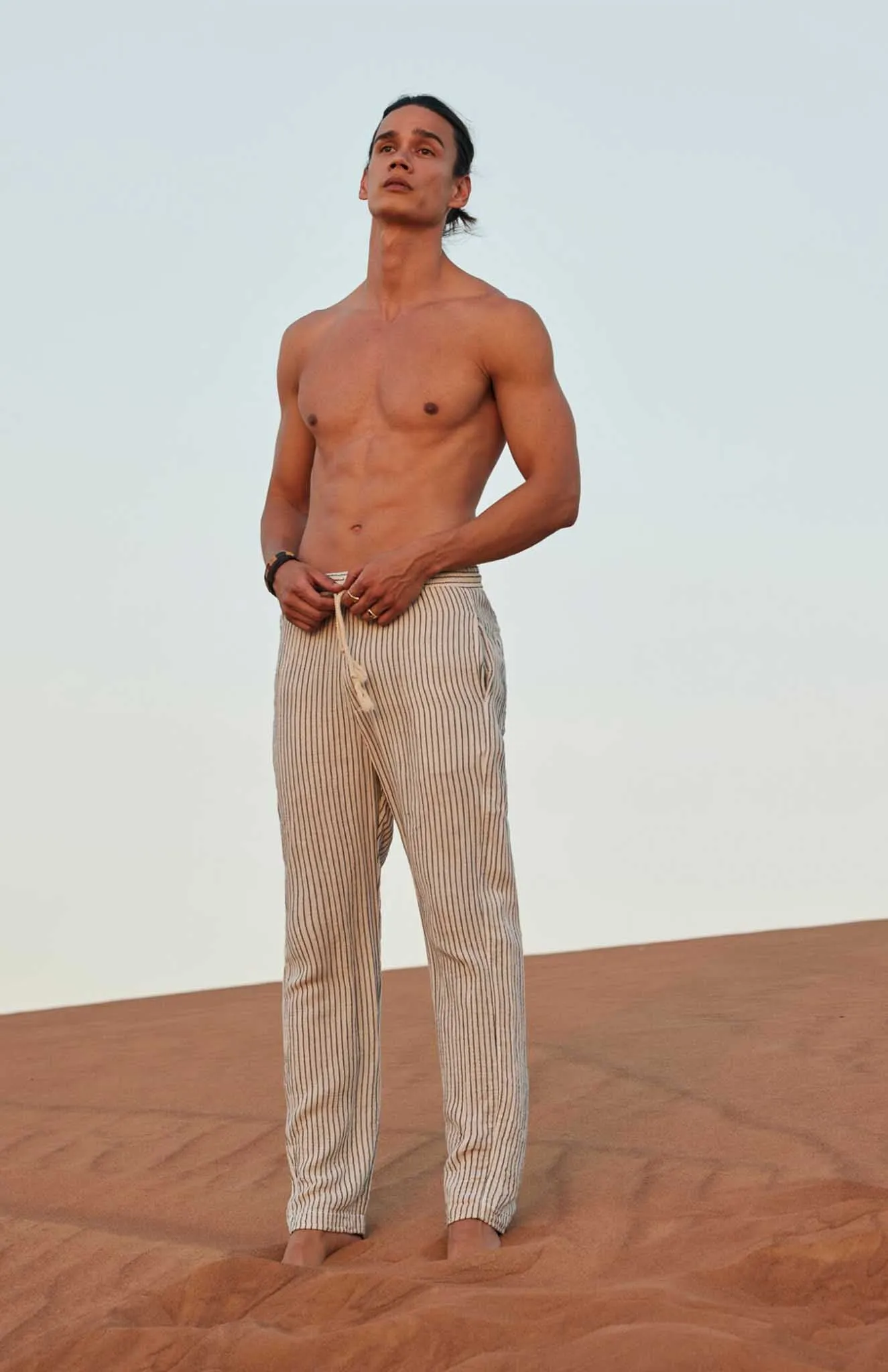 Black & White stripes Pants | Cotton Linen Blend