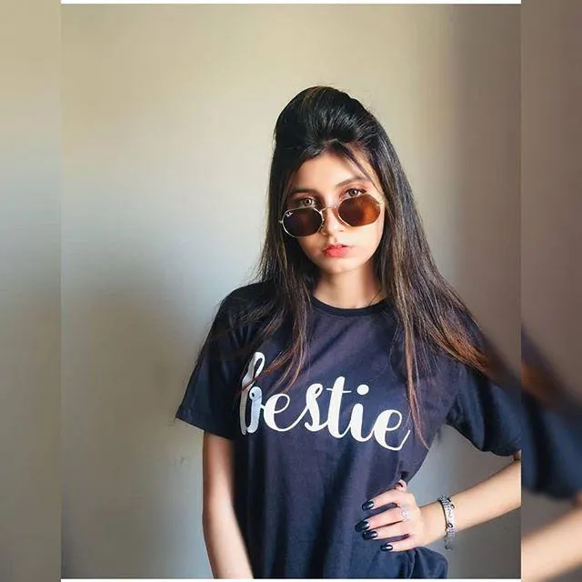 Black Bestie Cotton Printed T-shirt For Womens