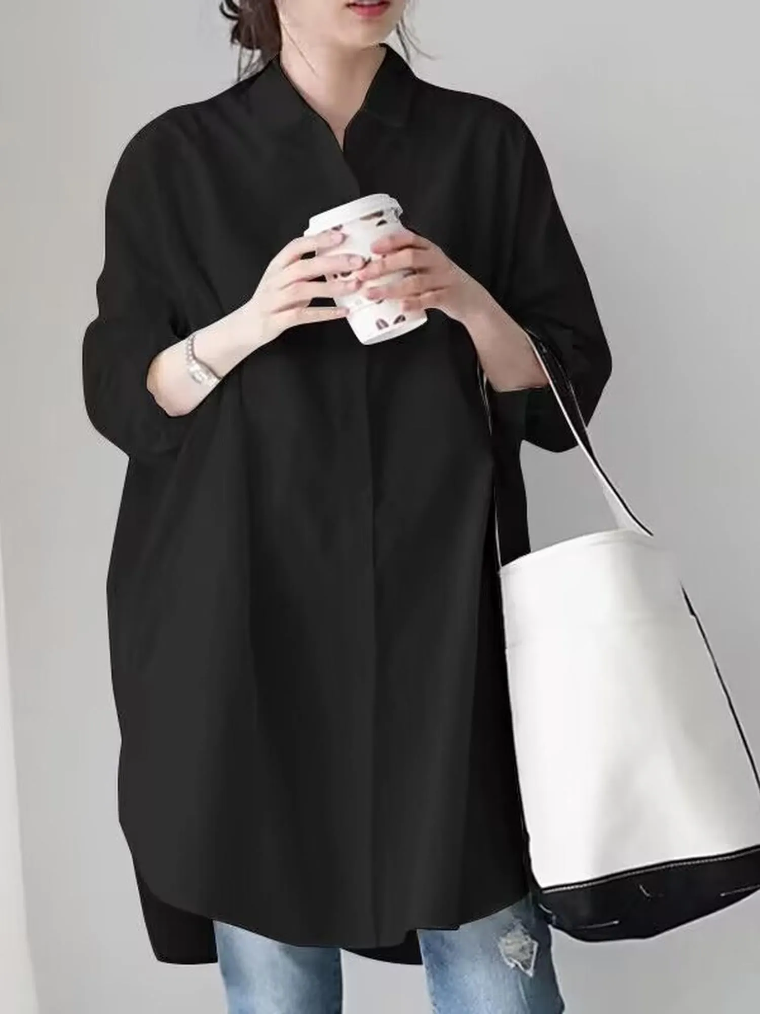 Black Longline Oversized Shirt