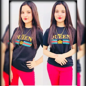 Black Queen New Cotton Printed T-shirt For Womens