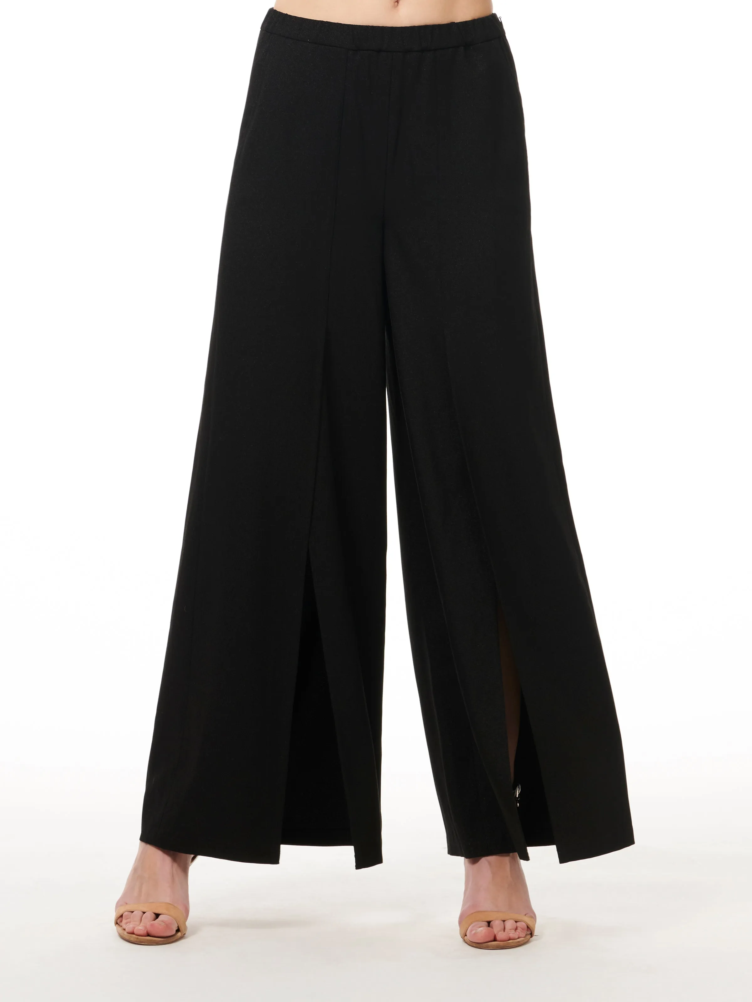 BLACK SPLIT LEG SPARKLE PANTS