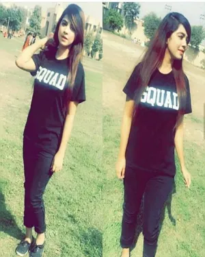 Black Squad Cotton Printed T-Shirt For