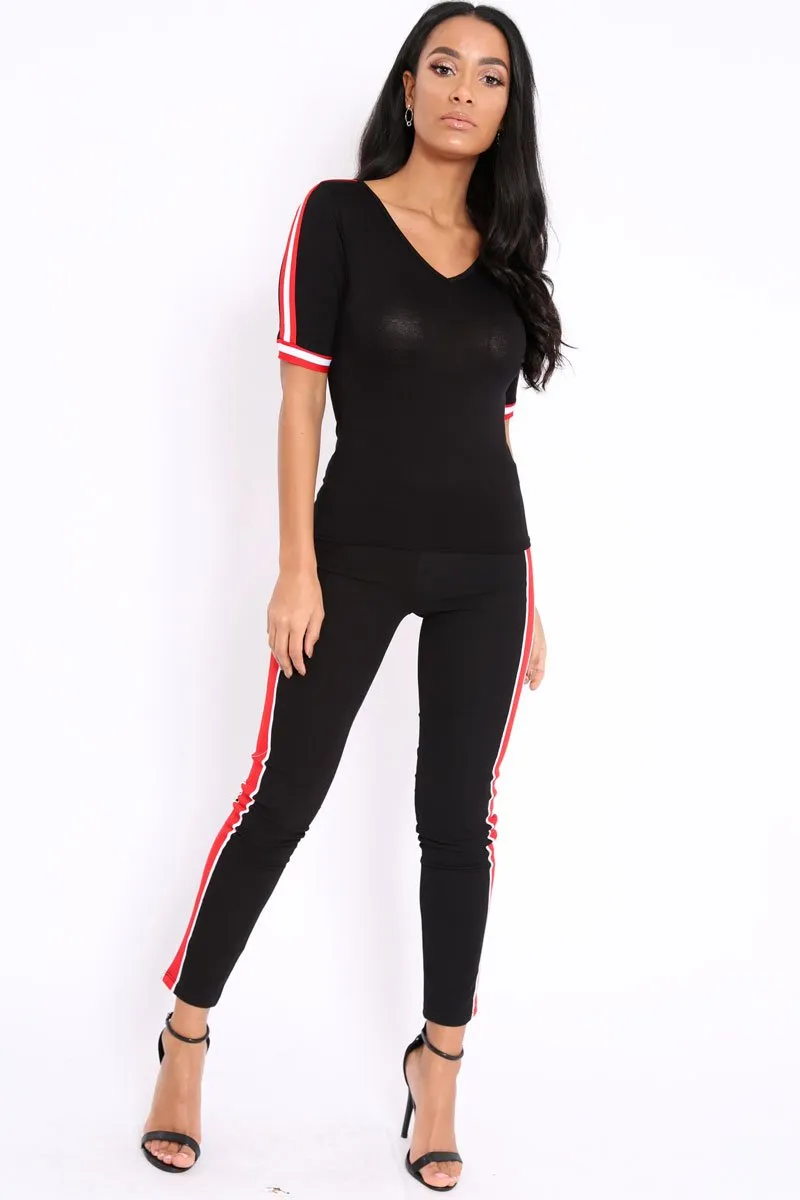 Black Stripe Tracksuit Bottoms - Penina