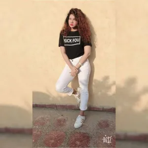 Black Yuck Fou Cotton Printed T-Shirt For Women