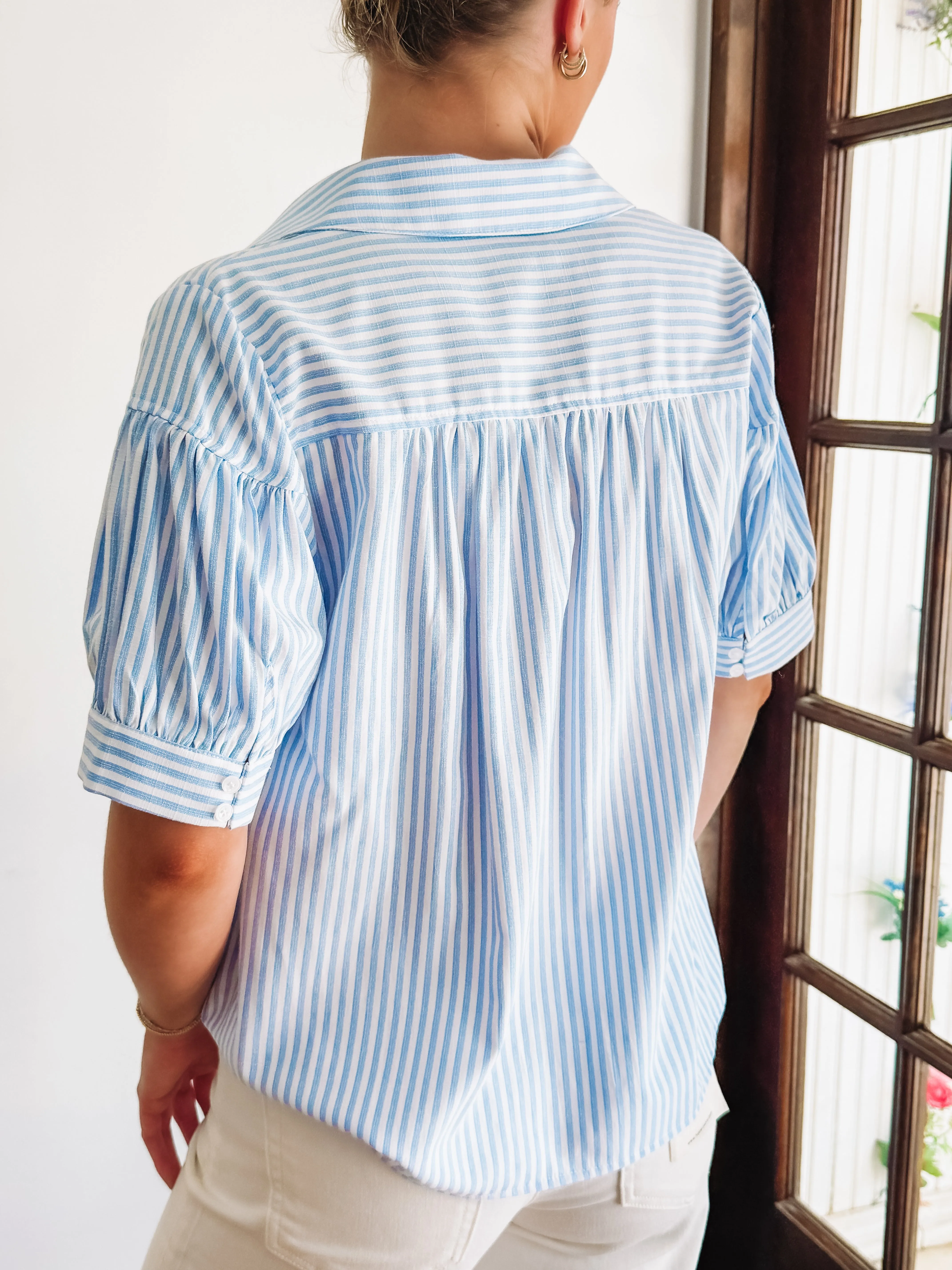 Blue And White Striped Blouse