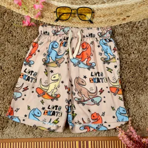 Boys Dinosour Printed Short Brown Black