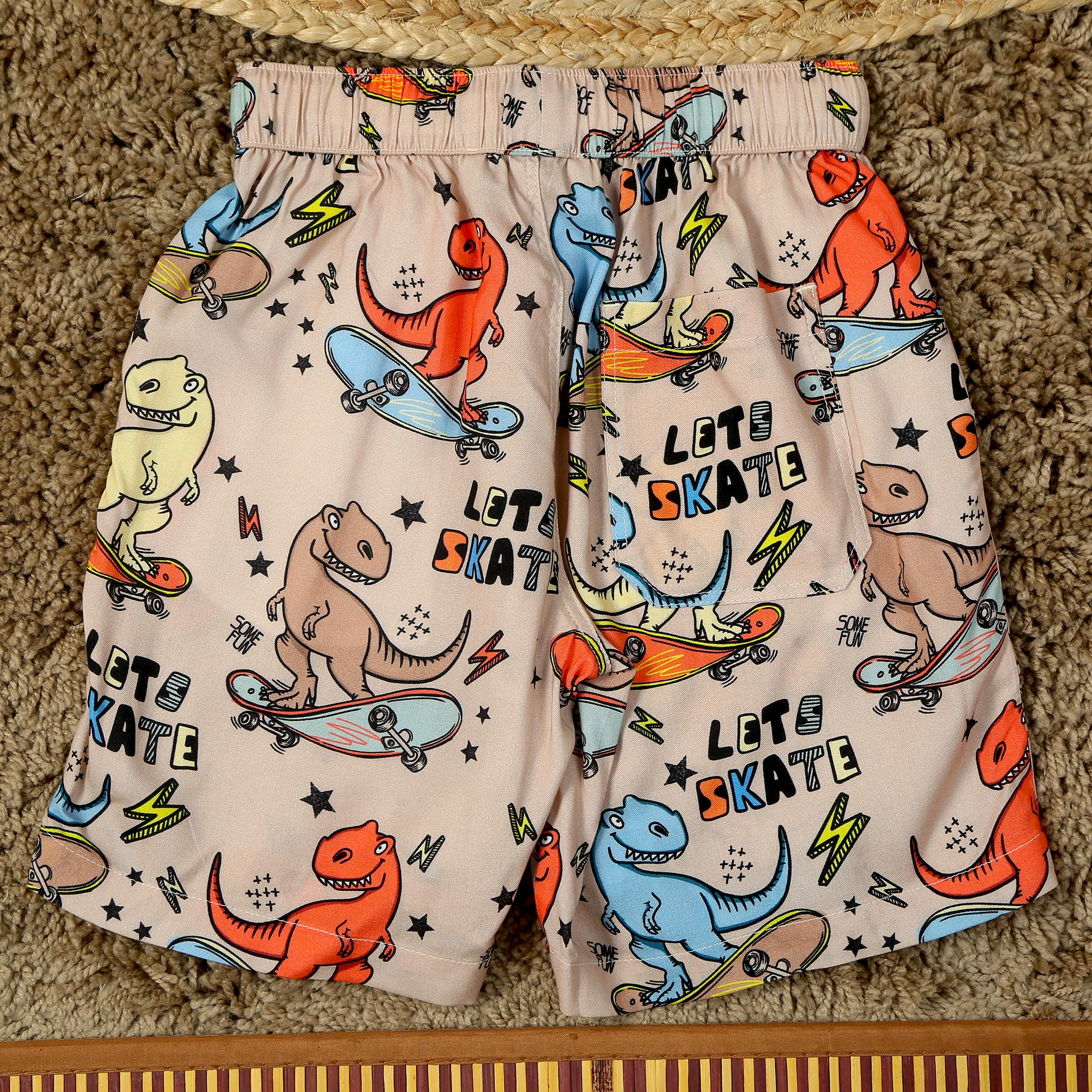 Boys Dinosour Printed Short Brown Black