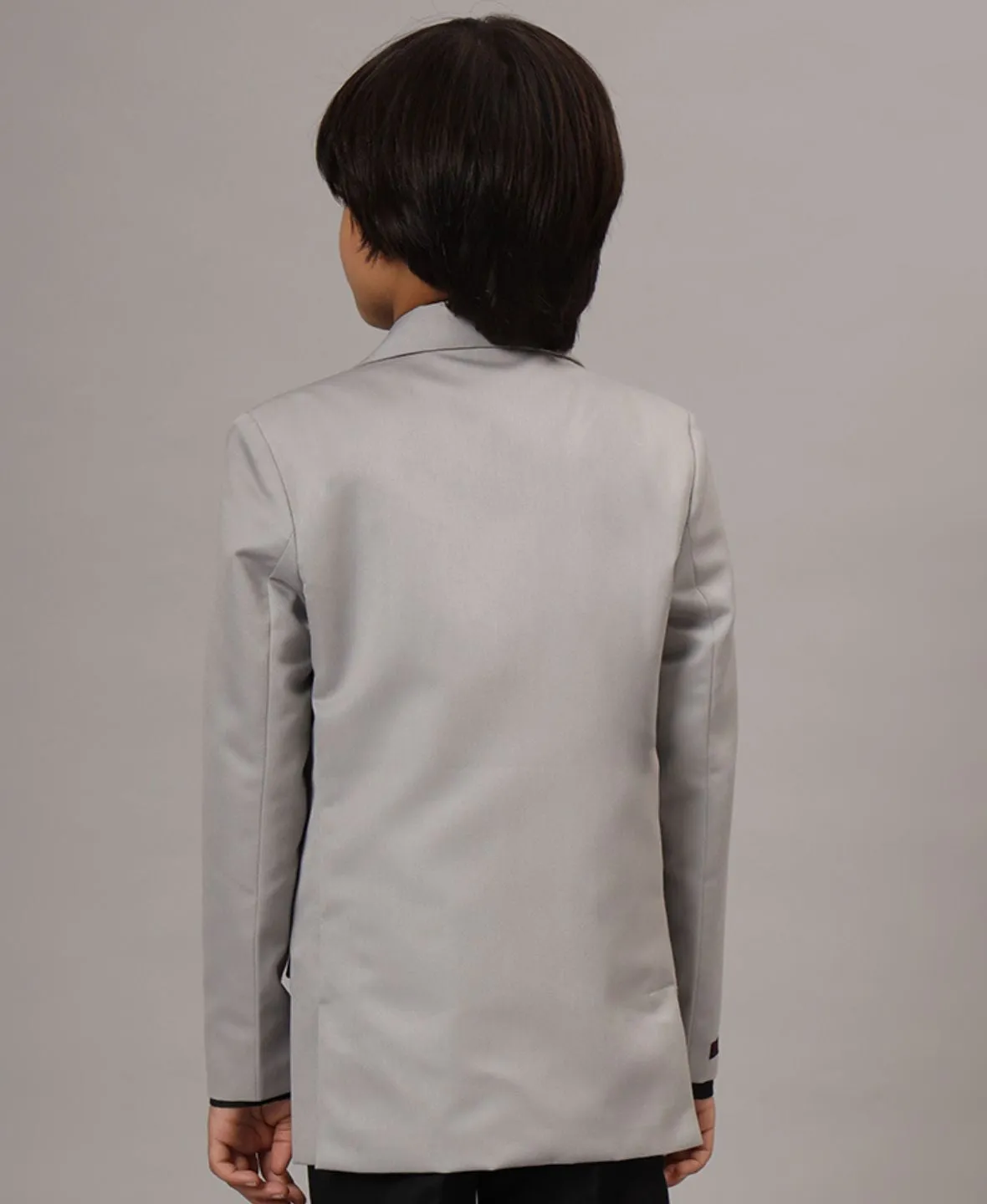 Boys Solid Light Grey Blazer