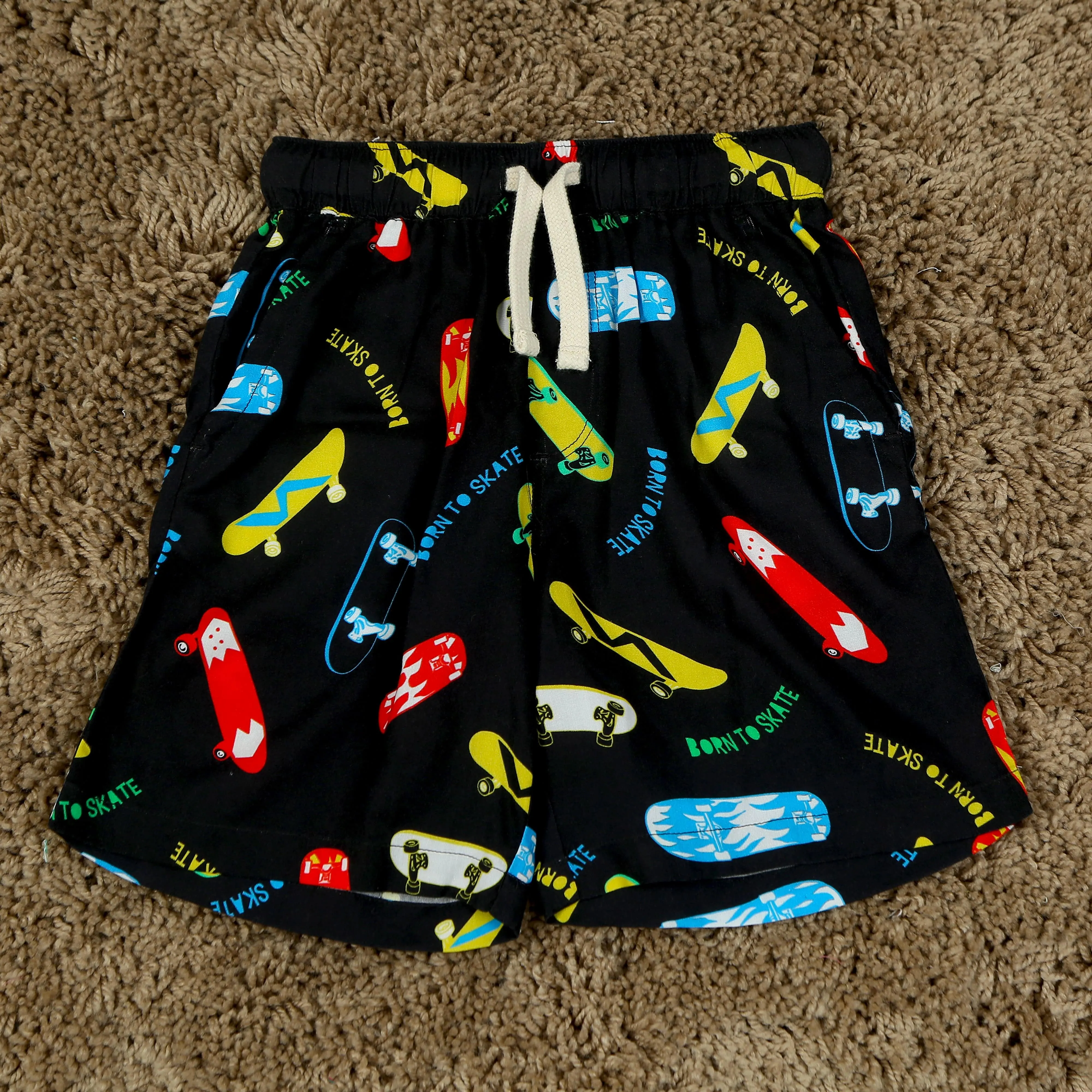 Boys Sports Printed Short Black