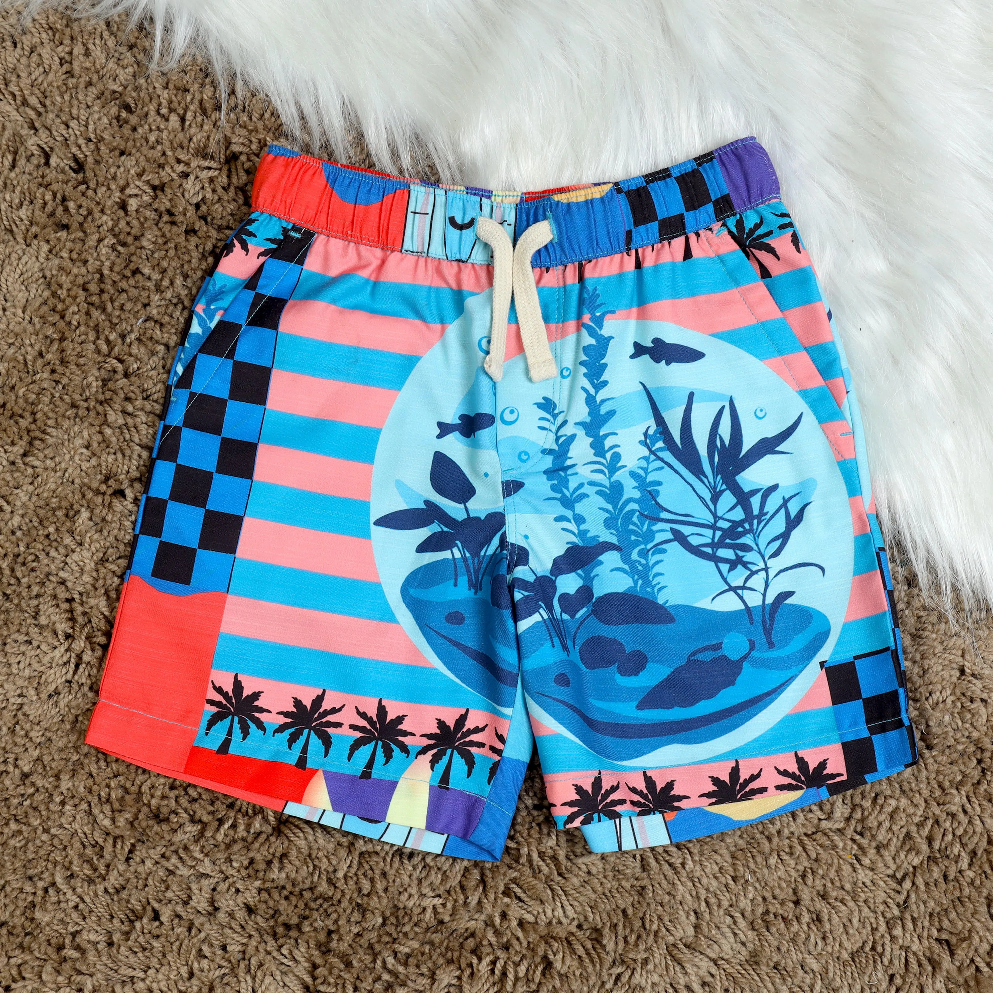 Boys Sun Printed Short Cobalt Blue
