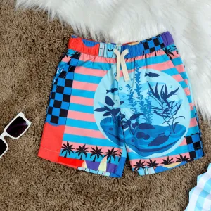Boys Sun Printed Short Cobalt Blue