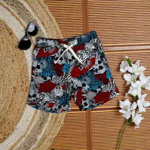 Boys Zebra Printed Short Red Blue