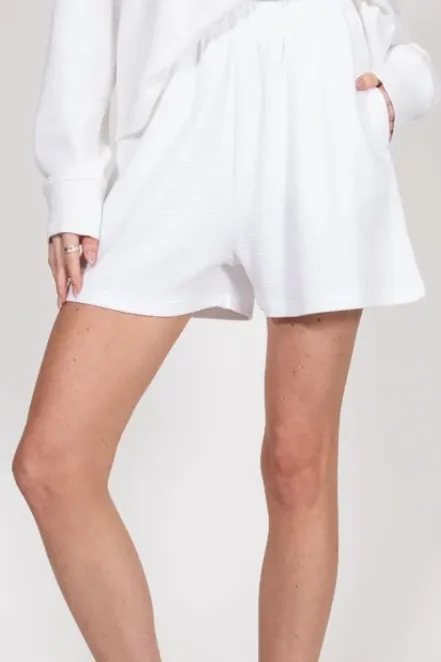 Brunette The Label - Waffle Knit Best Friend Shorty | White