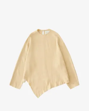 Bute - Assymetric Hem Top With Detachable Scarf - Straw