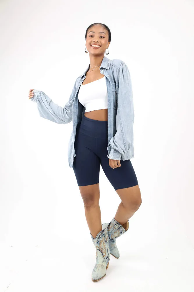 Butter Soft Yoga Biker Shorts - Navy