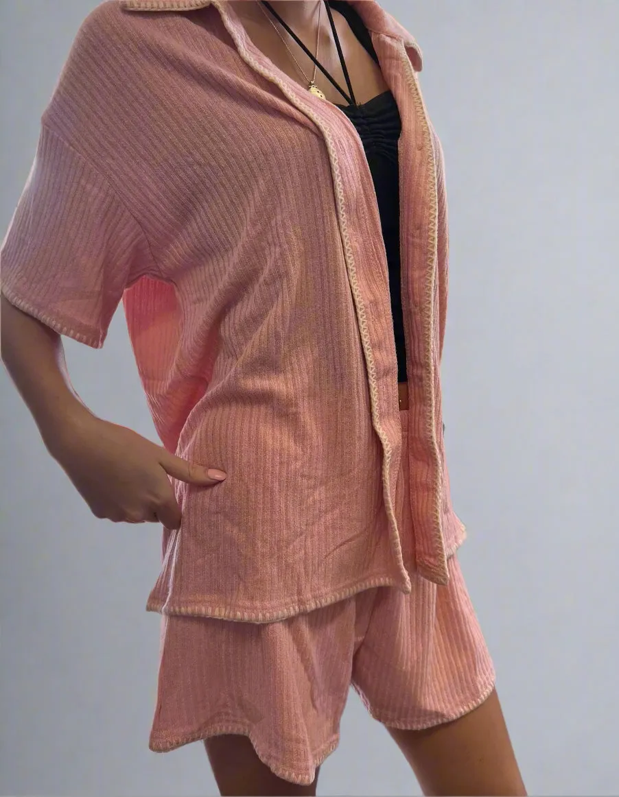 By Frankie White Two Piece Set Pink