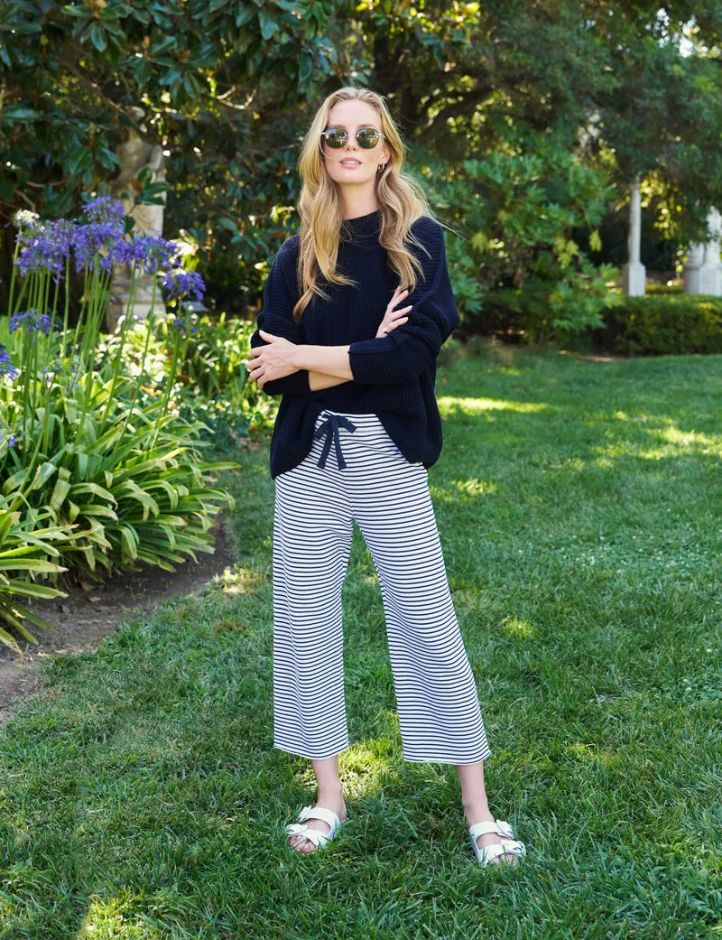Catherine Favorite Sweatpant - Navy French Stripe