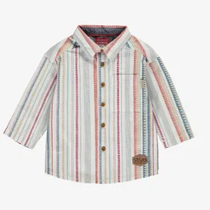 Chemise à manches longues et à rayures en lin et coton, bébé ||Shirt with long sleeves in linen and cotton, baby