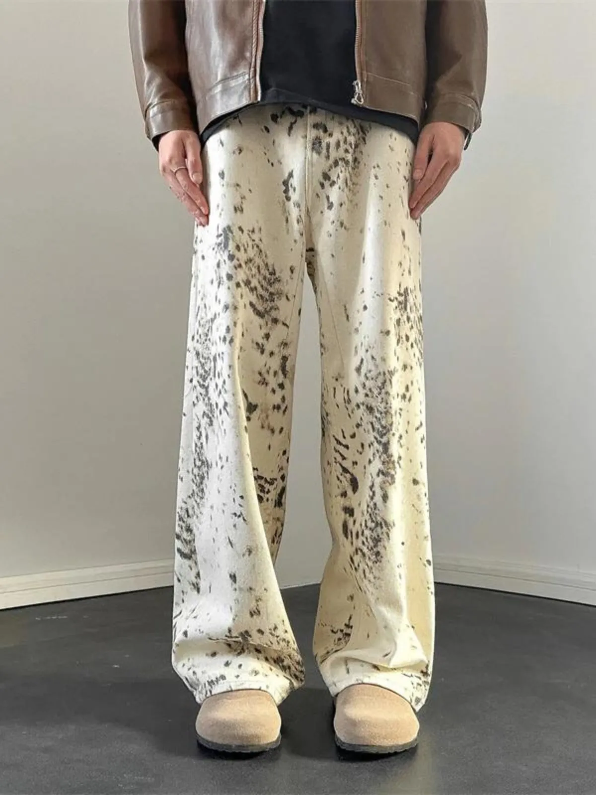 Chic Leopard Print Wide-Leg Jeans for Women
