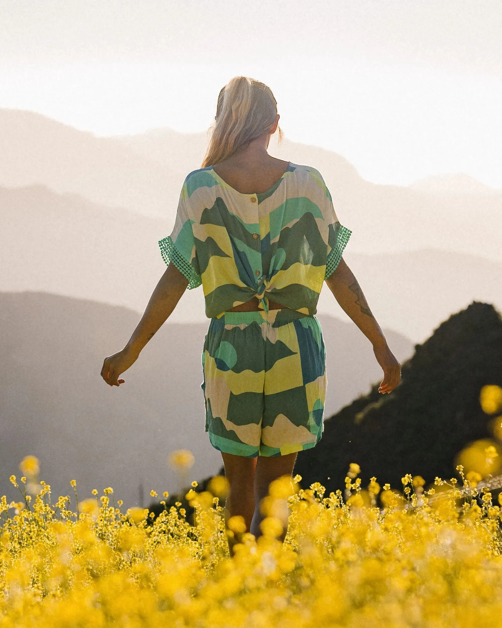Clarity Short Skort Dress - Vista Patchwork Aqua